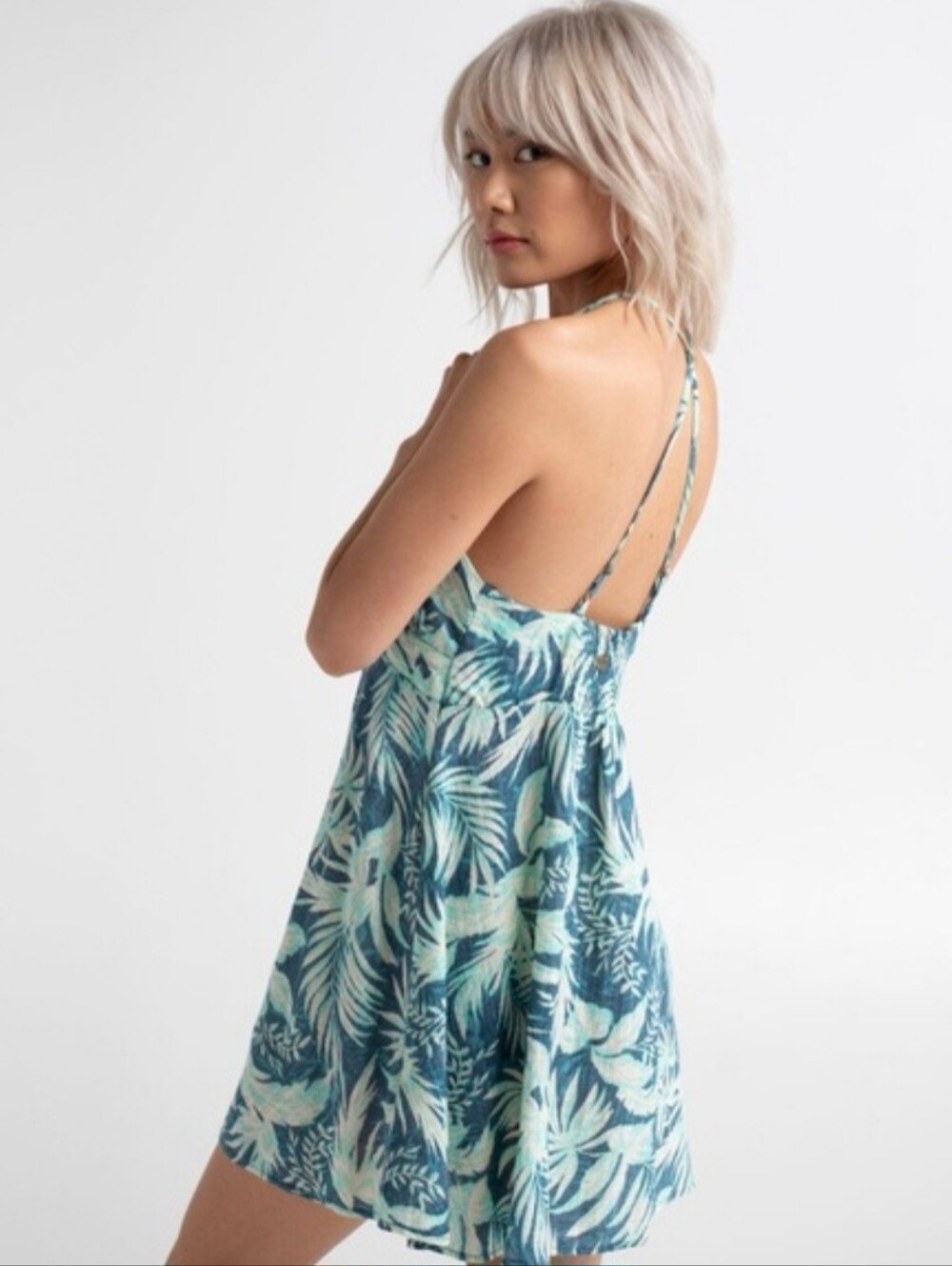 Rip Curl Sun Rays V Neck Tropical Teal & Mint Cotton Beach Dress XL